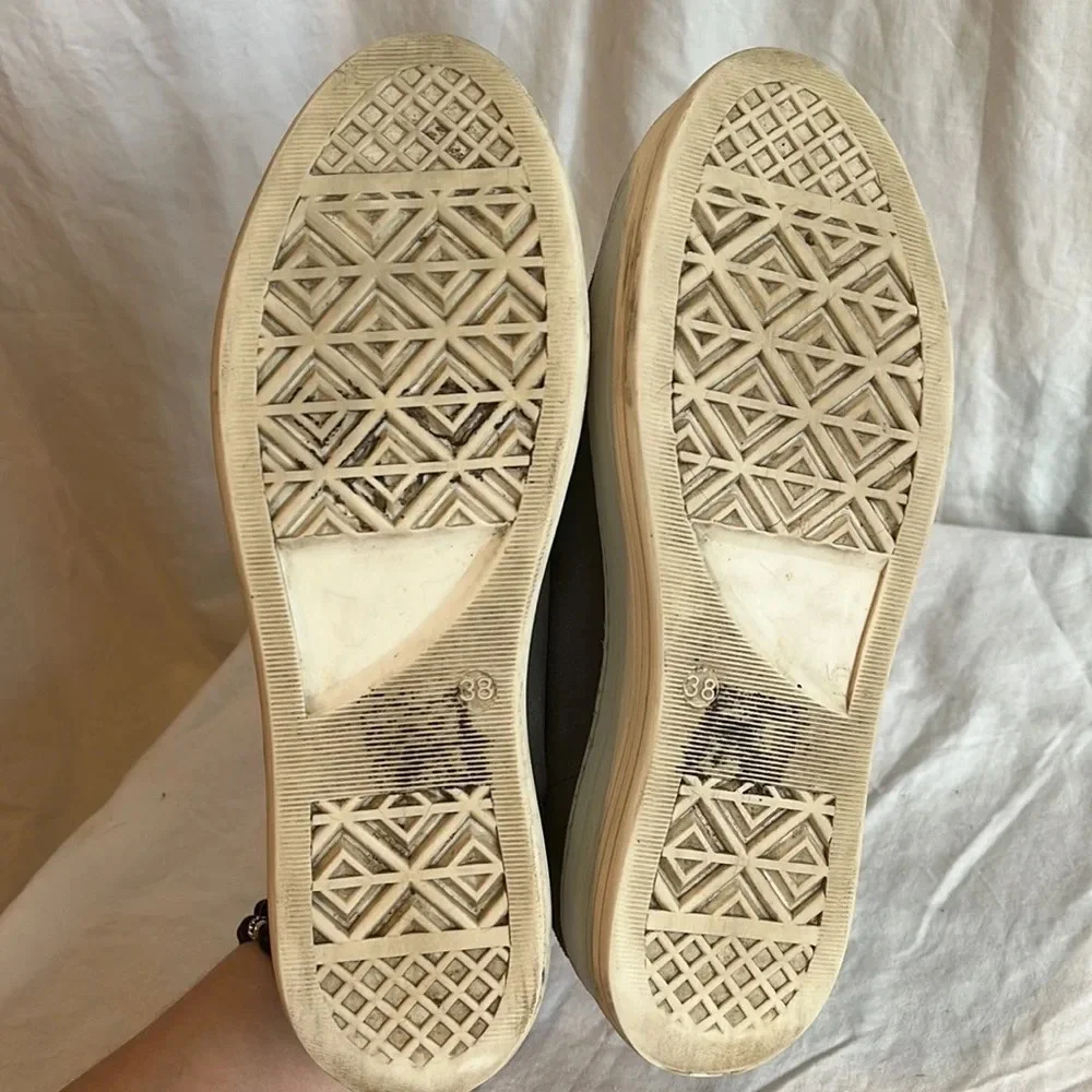 All Saints Aya Suede Platform Slip On Rounded Toe Elastic Top Sneaker 38/8